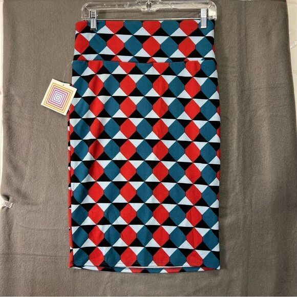 NWT Cassie small LulaRoe blue and red pencil skirt - Picture 1 of 7
